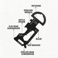 Outil multifonction compact en acier inoxydable en forme de clé, porte-clés, outil de poche, ouvre-bouteille, tournevis, ensemble de transport quotidien
