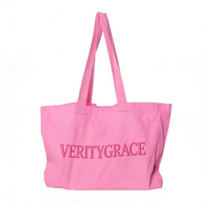 Large Personalized Custom Embroidered Canvas <b>Bag</b> Long Handle Letter Pattern Daily Travel <b>Shopper</b> Gifts Wholesale Factory Price - Product Image 1