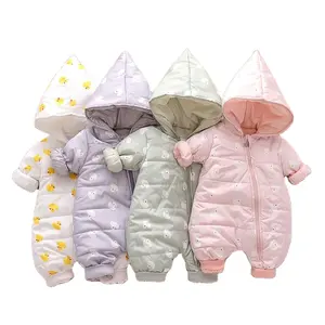 सर्दियों नवजात शिशुओं के लिए मोटी बच्चे को कपड़े Toddlers के लंबी आस्तीन बतख प्रिंट बेबी गर्ल बच्चों के चौग़ा पजामा बच्चों के कपड़े