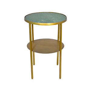 Modern Two-Tier Side Table With Unique Round Shape Marble Top for Living Room Bedroom or Home <b>Bar</b>-Stylish <b>Corner</b> side Table - Product Image 1