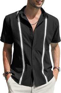 Camicia Estiva da Uomo 2026 in Lino con Design Cubano Shagua <span class=keywords><strong>Abella</strong></span>, Maniche Corte Colorblock, Stile Casual con Colletto - Product Image 2