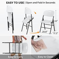 Chaise pliante LuckyOCT moderne en HDPE, gain de place, blanche, pour usage extérieur et en entrepôt