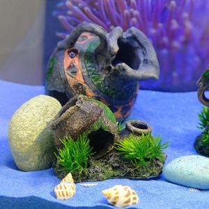 アンティークヴィンテージ樹脂水族館装飾環境にやさしいプラスチック製魚タンクエビの洞窟カメ隠れ家造園装飾用 - Product Image 3