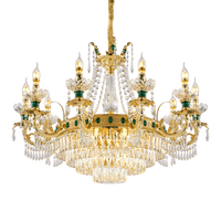 Lustre en cristal LED moderne en or pour hall de villa de luxe, salle de banquet, salon, hôtel, maison, lampe suspendue à hauteur réglable