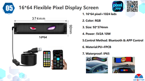5V2A USB <span class=keywords><strong>LED</strong></span> xe dấu hiệu Bảng điều chỉnh 16*64 RGB ánh sáng ma trận chiếu sáng linh hoạt không thấm nước Màn hình hiển thị cho xe tải mắt <span class=keywords><strong>LED</strong></span> chiếu sáng - Product Image 6