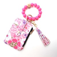 Llavero de Cuero Genuino, Resistente, con Bloqueo RFID, Tarjetero, Monedero, Pulsera, Llavero de Lujo para Mujer con Borla, Envío Rápido RTS