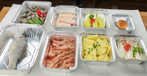 Recipiente de aluminio para llevar con tapa de tablero recipiente de papel de aluminio para <span class=keywords><strong>restaurante</strong></span> - Product Image 6