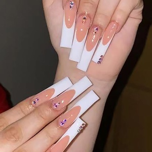 O6 Long Wear Ins Manicure Parches Estilo Europeo Americano <span class=keywords><strong>Manicura</strong></span> <span class=keywords><strong>francesa</strong></span> Press-on <span class=keywords><strong>Uñas</strong></span> Aplicación para dedos Tipo de <span class=keywords><strong>uñas</strong></span> postizas - Product Image 2