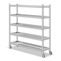 Nouveau rayonnage à 4 niveaux économie de séchage Restaurant support de plaque perforée bol stockage métal acier inoxydable cuisine support à vaisselle chariot