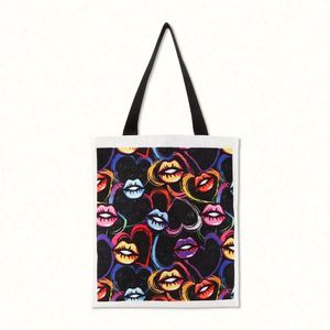 Bolsa de Compras de Lona con Estampado de Sublimación de Logotipo Personalizado, Diseño de Arte de Grafiti con Texto Africano para Mujeres, a Todo Color - Product Image 4