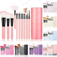 Ensemble de 12 pinceaux de maquillage avec pinceaux à blush, y compris des pinceaux pour les yeux et les lèvres, avec support à pinceaux et logo personnalisé