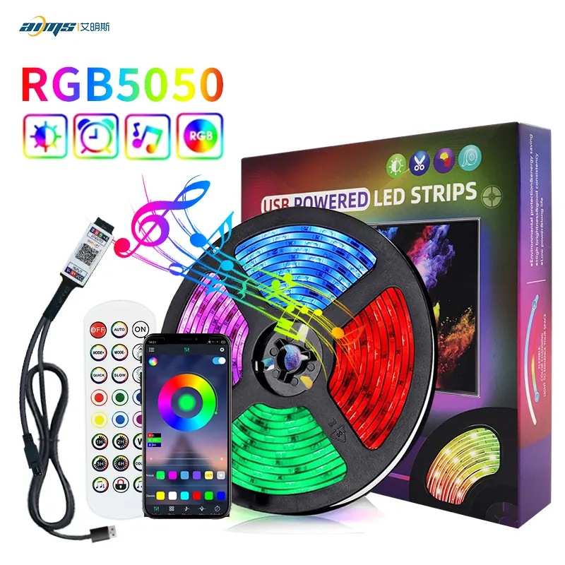 USB 5V led 스트립 조명 세트 30led 스마트 폰 APP 제어 IP20 IP65 IP67 방수 1m 2m 3m 4m 5m 유연한 침실 사용