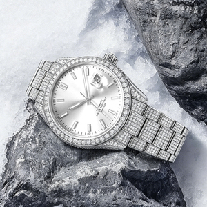 Montre de luxe en diamant de style hip-hop en argent pour hommes, montre-bracelet en acier inoxydable de qualité supérieure - Product Image 6