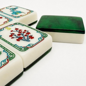 Juego de Mahjong Americano con Cabeza de Buda Verde Jade, Juego de Mahjong Portátil de Acrílico de Dos Capas con Diseño Impreso, Fichas de Mahjong Americanas - Product Image 4