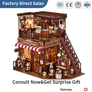 Kit de bricolage de luxe personnalisable en gros pour niche à livres, Château Magique, Maison de Desserts, Puzzle 3D en bois avec lumière LED, Décoration d'étagère - Product Image 1