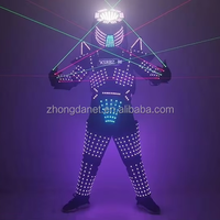Costume de robot à LED Costume de danse de scène Armure lumineuse RVB Discothèque Bar Light Show Mécanique Vêtements de danse à LED Veste