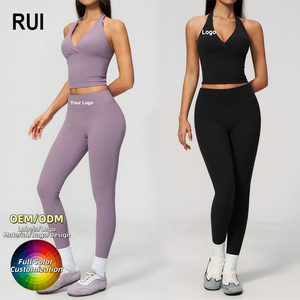 RUIQUWIN 2026 Conjunto Deportivo Sexy Personalizado para Mujer, Transpirable, Ajustado, Top Deportivo, Leggings de Fitness, Conjunto de Yoga para Gimnasio - Product Image 1