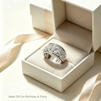 Bagues en laiton plaqué platine, pierres étincelantes élégantes pour les fêtes d'anniversaire, les mariages, les anniversaires de mariage, bijoux de mode, cadeaux