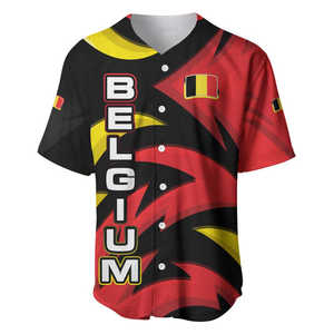 Belgien Baseball Jersey Schwarz Rot Löwe Wappen Flagge Flamme Geist Benutzer definierter Digitaldruck Plus Size 3D-Muster Schnellt rocknend Atmungsaktiv - Product Image 5