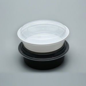 Black Round To-Go PP Plastic Noodle Bread <b>Lunch</b> Plan <b>Box</b> Disposable Take Bowls Microwave Food Safe Durable <b>Stackable</b> - Product Image 3
