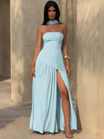 Nouvelle Robe Longue Sexy Vintage d'Été Respirante pour Femme, Coupe Slim, Dos Nu, Couleur Unie, Style Racerback, Couleur Bonbon