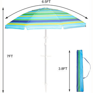 Paraguas de playa portátil con ancla de arena, sombrilla de aluminio con rayas azules y verdes, protección UV 50 + - Product Image 6