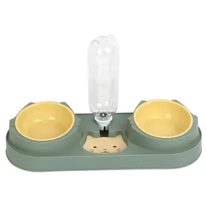 Factory Wholesale 3 In 1 Plastic Tilted Pet Drinking Bowl Elevated Cat Food Bowl Feeders