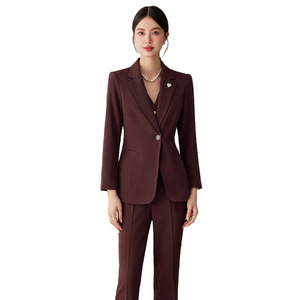 Women's Suit Set Polyester Three Quarter Sleeve Anti-Wrinkle Office Lady Autumn Formal Business Wear Vest Two Piece Set - Product Image 5