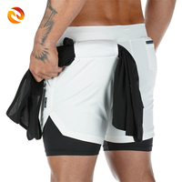 Shorts de sport écologiques 2-en-1 en maille pour hommes, personnalisables, de compression, pour la course et l'entraînement – Vente en gros