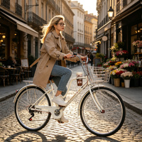 Vélo de ville à cadre bas pour hommes, femmes et étudiants, fourche à ressort à vitesse variable, cadre en acier au carbone, capacité de charge de 160 kg
