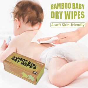 Lingettes sèches pour bébé en bambou biodégradable OEM, 100 pièces, écologiques, à base de plantes, douces, non tissées, pour peaux sensibles, soin bébé et maman - Product Image 3