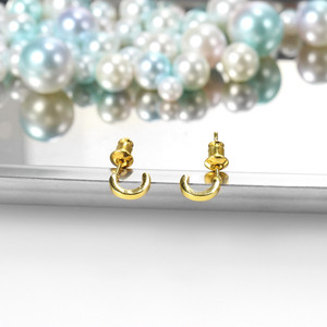 Aretes de Botón Simples, Lindos y Encantadores de Latón con Baño de Rodio y Circonita Cúbica, Joyería de Regalo para Mujer - Product Image 1