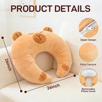 Coussin de jeu en peluche marron mignon en forme de capybara pour lecture sur les genoux ou assis au lit, coussin de soutien doux pour tablette/iPad