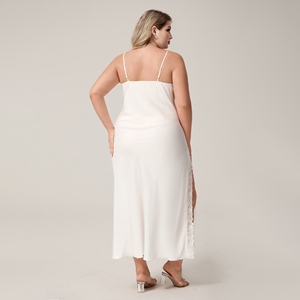 Nuovo Stile Pigiama Estivo in Raso Senza Maniche Plus Size con Pizzo, <span class=keywords><strong>Camicia</strong></span> <span class=keywords><strong>da</strong></span> <span class=keywords><strong>Notte</strong></span> Sexy per Donna - Product Image 2