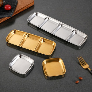 Vassoio per Salse in Acciaio Inox 304 a 1/2/3/4 Scomparti, Piatto per Condimenti e BBQ, Posate per Ristorante - Product Image 1