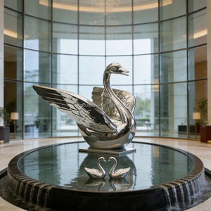 Полированная стальная скульптура лебедя на заказ, водный объект, декор для зоопарка/сада (услуги OEM/ODM) - Product Image 2