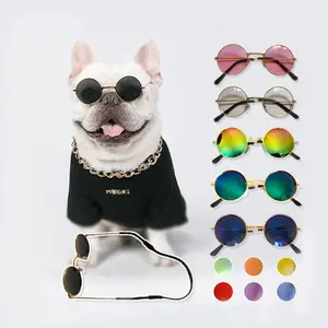 Gafas de sol clásicas de Metal para mascotas, anteojos de sol con diseño de gato y perro