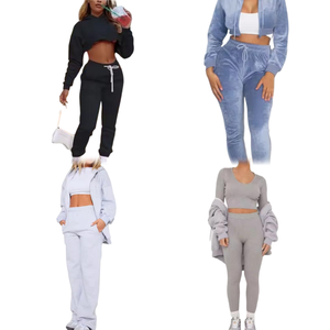 Conjunto de ropa elegante para mujer con logotipo personalizado exclusivo 2024 Conjuntos de pantalones y polos de 2 piezas para mujer de color sólido - Product Image 2