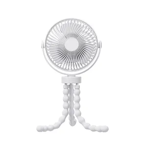 Ventilador de cochecito de bebé, ventilador de Clip portátil recargable por Usb, ventilador de mano oscilante flexible seguro para niños