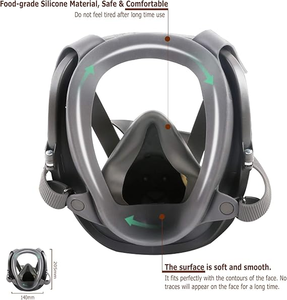 Masque respiratoire complet en silicone pour protection intégrale du visage, anti-poussière et anti-gaz, idéal pour les travaux de pulvérisation de pesticides, le soudage et la peinture au pistolet. - Product Image 5