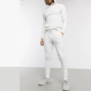 Yanlu Abbigliamento Nuovo Disegno Con Cappuccio Trackcsiut Set Slim Fit Tinta Unita Bianco Da Uomo Su Misura Tuta