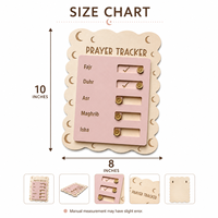 Tableau de suivi de prière en bois Pafu pour enfants – Liste de contrôle islamique du Salah pour le Ramadan – Décoration éducative pour la prière quotidienne