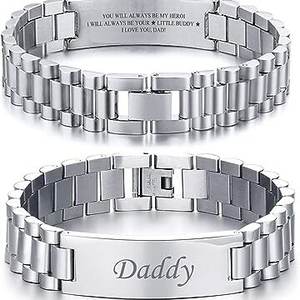 Braccialetto <span class=keywords><strong>con</strong></span> cinturino maschile in acciaio inossidabile 316l costoso di alta qualità all'ingrosso regalo <span class=keywords><strong>con</strong></span> nome inciso personalizzato per uomo padre - Product Image 4