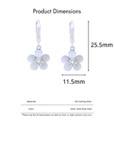 Koreanische Mode Statement Süße Vierblättrige Kleeblume Zirkon Vergoldete 925 Silber Ohrringe Schmuck Luxus Klassisch Party