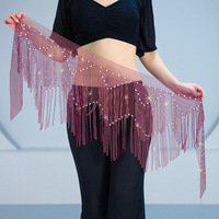 Pañuelo de cintura para danza del vientre con borlas de pedrería coloridas y cinturón de cintura con diamantes brillantes, accesorio para entrenamiento dinámico y espectáculos