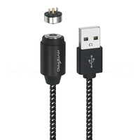 Cable de Carga Magnético Circular HYTEPRO M575 Recto con 2 Pines Pogo, Cable USB A Trenzado para Electrónica Industrial y de Consumo