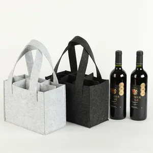 Personalizado laser sentiu vinho bagfelt sacos com divisors2 garrafa sentiu vinho saco