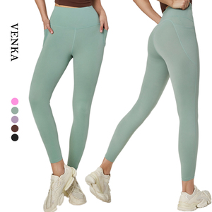 Vendita calda da donna Gym da corsa per allenamento Yoga <span class=keywords><strong>Leggings</strong></span> leggero alto elasticizzato per il sollevamento del sedere ad asciugatura rapida tasche per il Fitness delle ragazze - Product Image 1