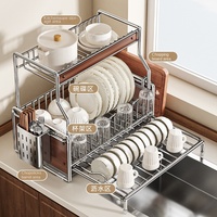 Nouvelle étagère de rangement pour bols et vaisselle de cuisine multifonctionnelle rétractable de type debout en métal de simplicité moderne non pliable