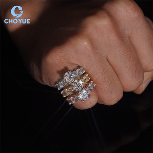 Anillo de Plata de Ley 925 con Diamantes Moissanite VVS que Pasan la Prueba del Diamante, Certificado GRA, Estilo Hip Hop, Joyería Fina para Hombre - Product Image 3